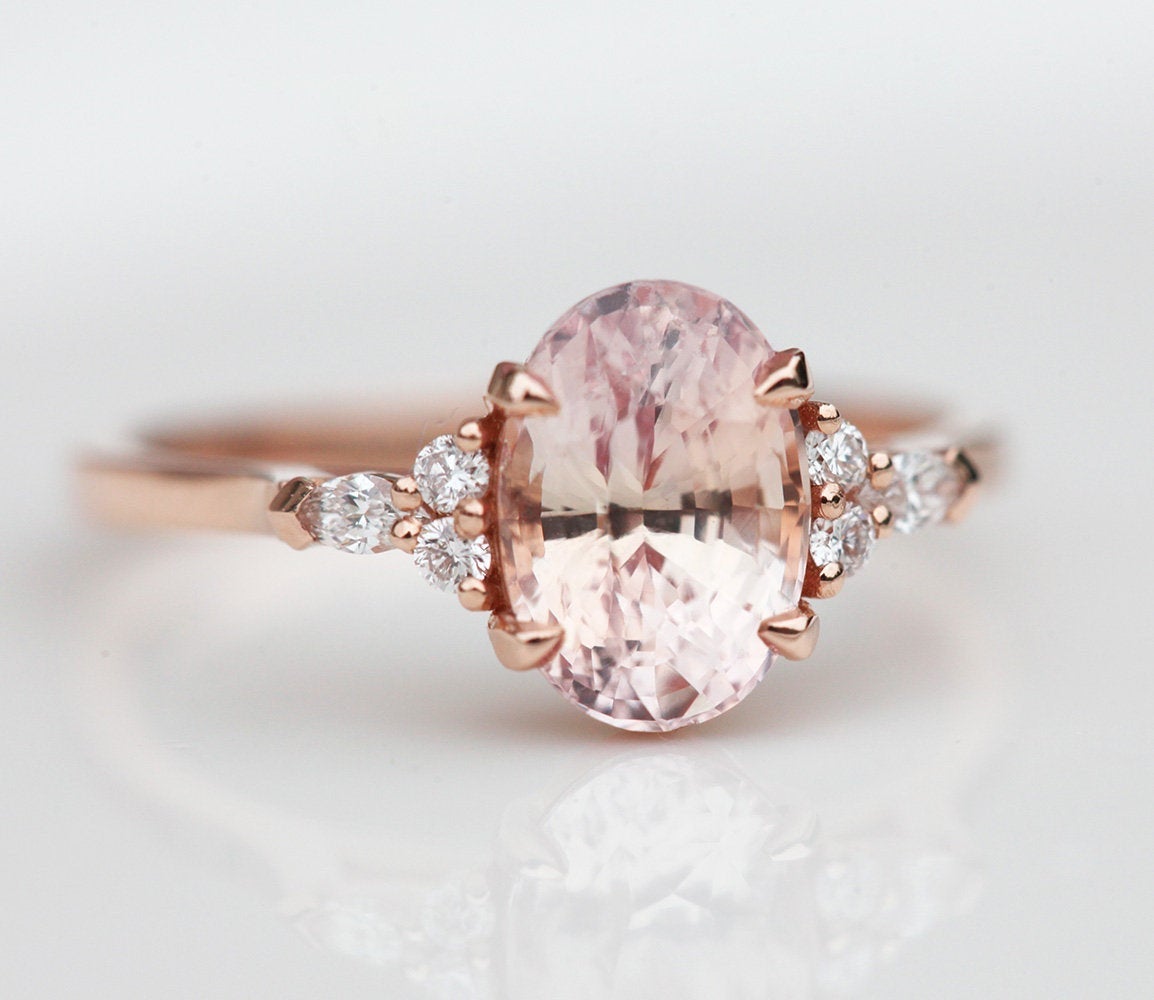 Alessandra Peach Sapphire Diamond Ring – Capucinne