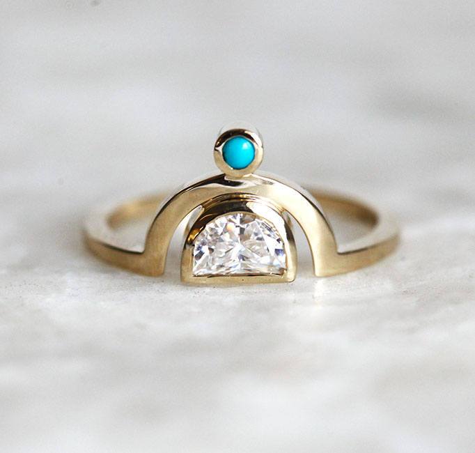 Moissanite Engagement Ring, Unique Moissanite Ring – Capucinne