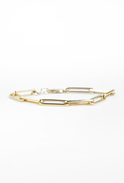 14k gold paperclip chain bracelet, simple gold everyday bracelet Bracelet