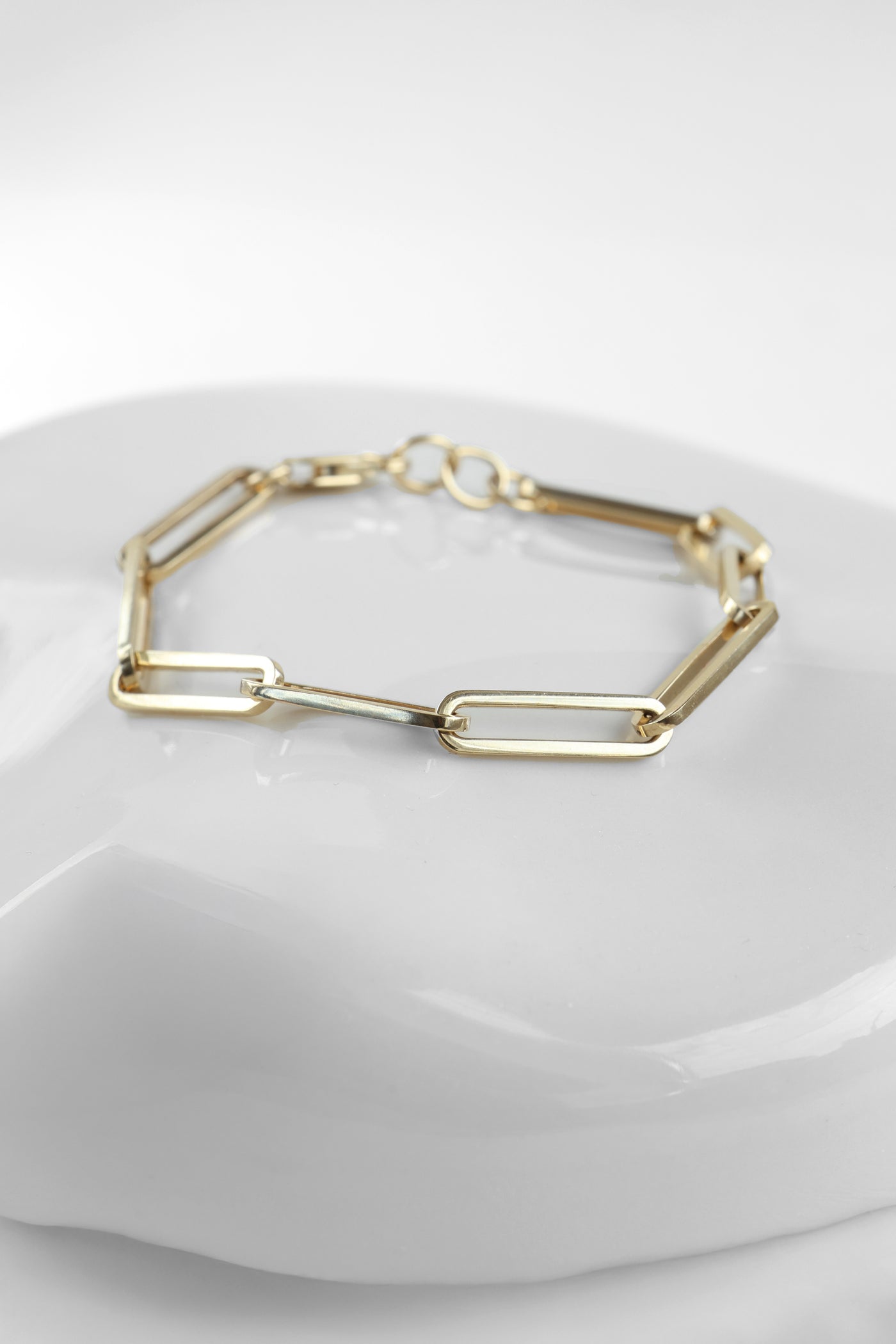14k gold paperclip chain bracelet, simple gold everyday bracelet Bracelet