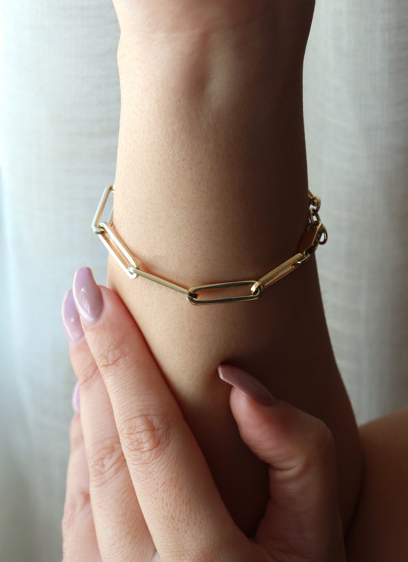 14k gold paperclip chain bracelet, simple gold everyday bracelet Bracelet