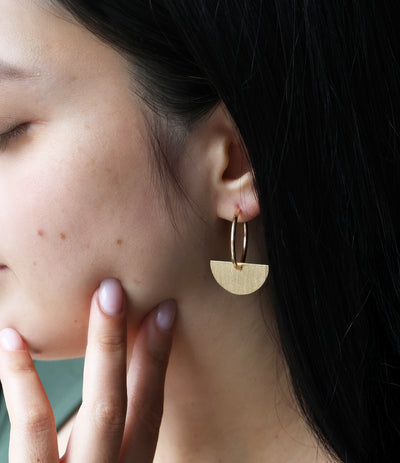 14k gold hoop half moon earrings earrings