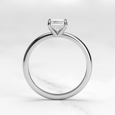 Radiant tapered solitaire moissanite ring