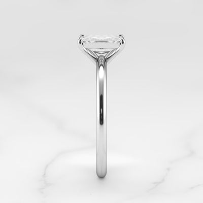 Radiant tapered solitaire moissanite ring