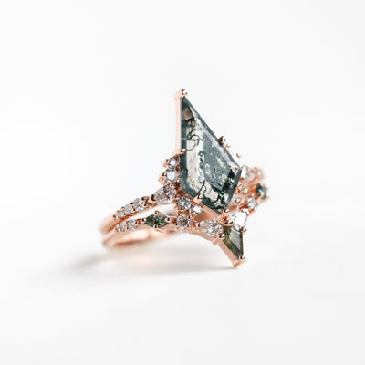 ABIGAIL KITE MOSS AGATE AND DIAMOND SET | Rings | Capucinne