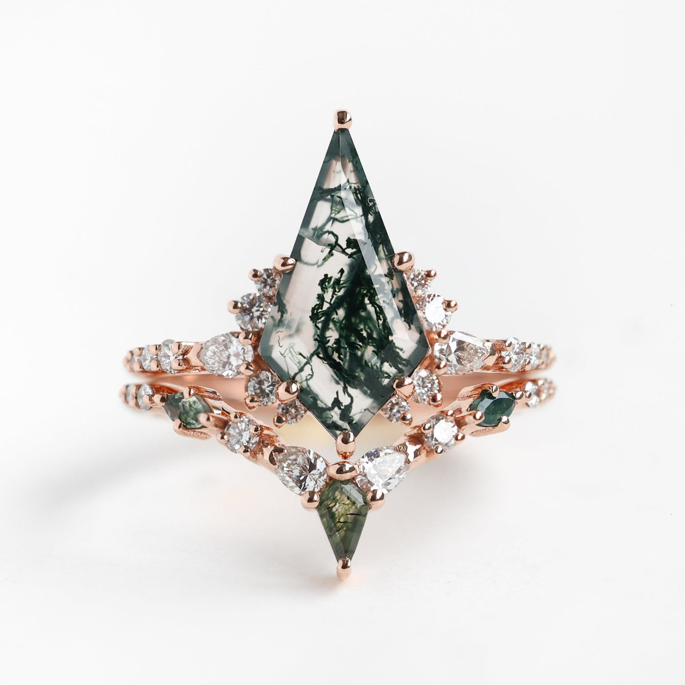 ABIGAIL KITE MOSS AGATE AND DIAMOND SET | Rings | Capucinne