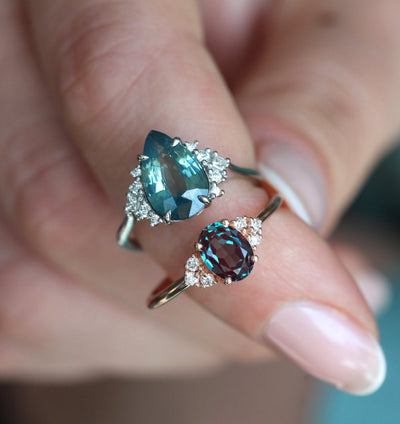 Adalyn Teal Sapphire Diamond Ring