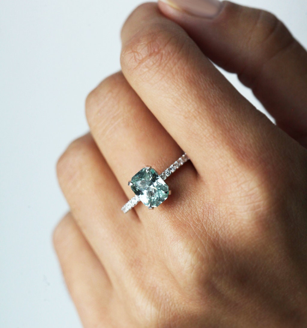 Agnes Mint Sapphire Diamond Ring