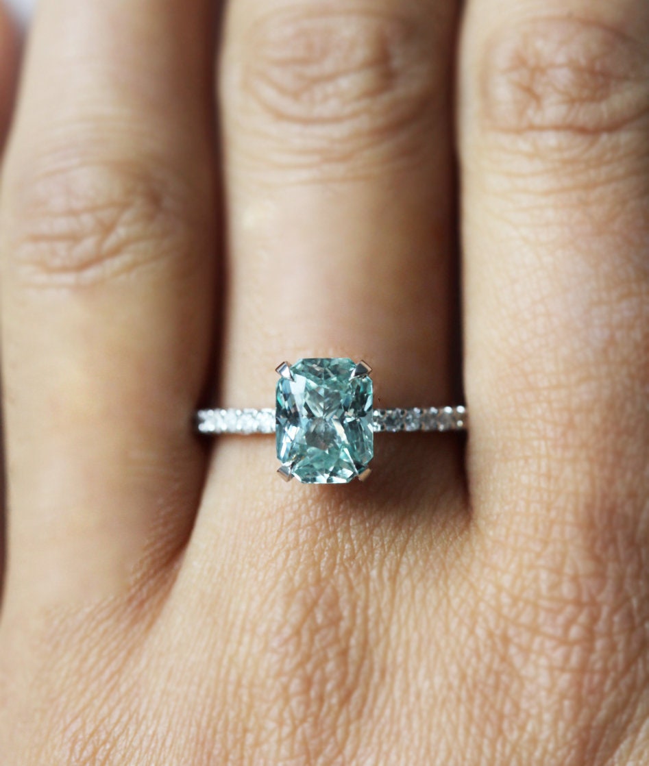 Agnes Mint Sapphire Diamond Ring
