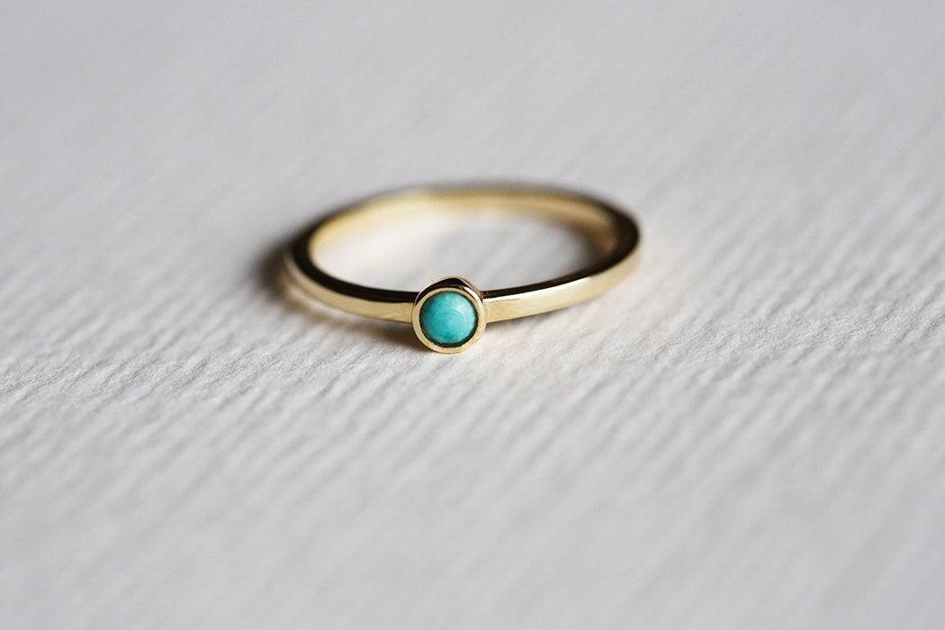 Round Turquoise Solitaire Ring