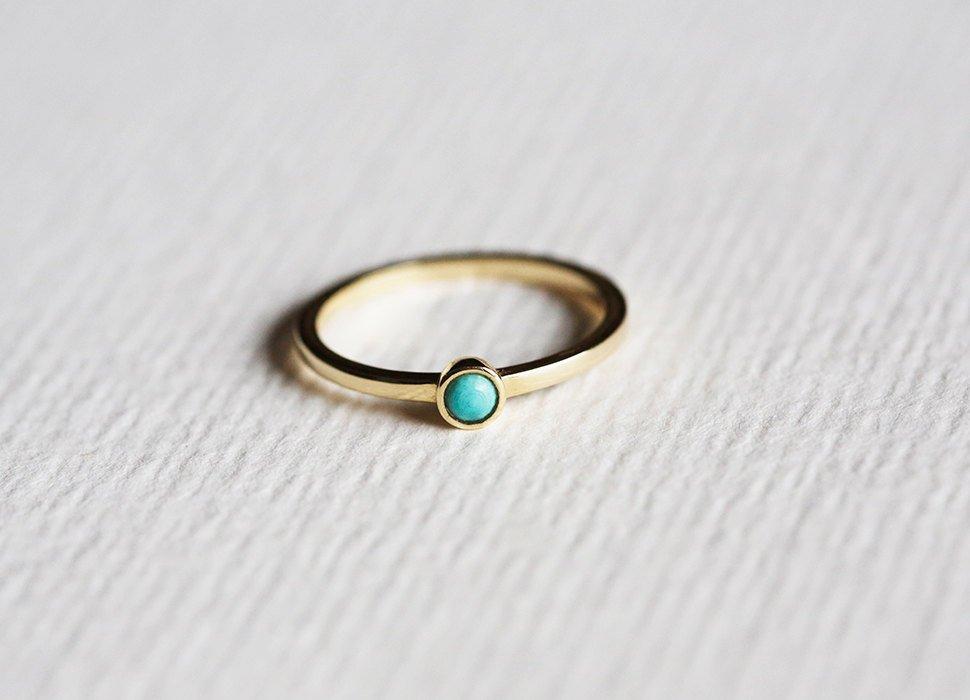 Round Turquoise Solitaire Ring