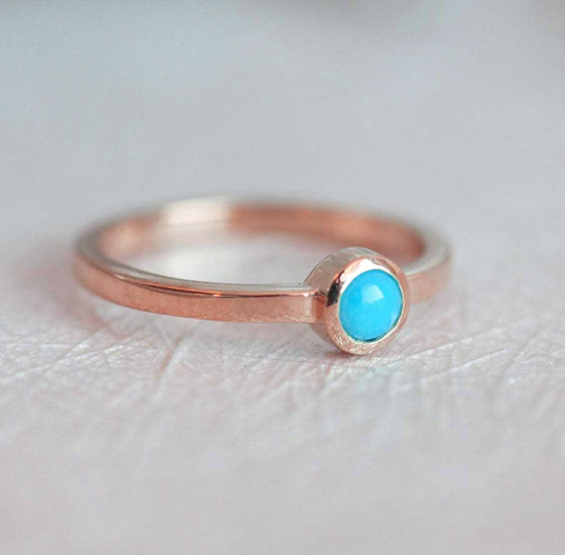 Round Turquoise Solitaire Ring