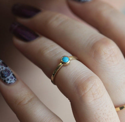 Round Turquoise Solitaire Ring