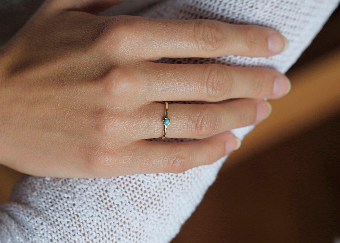 Round Turquoise Solitaire Ring