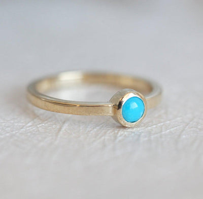 Round Turquoise Solitaire Ring