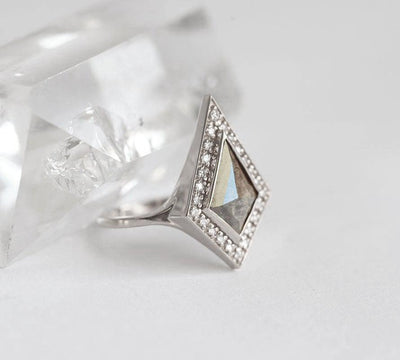 Grey Kite Salt & Pepper Diamond with Platinum Ring and Natural White Side Diamonds