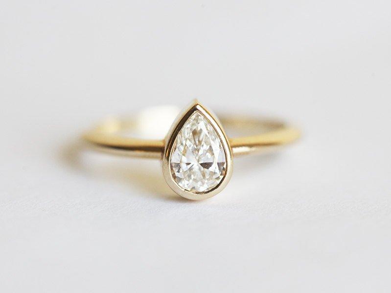 Pear White Diamond Solitaire Ring