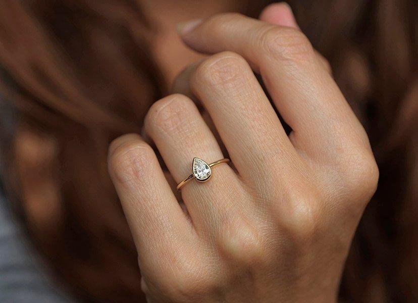 Pear White Diamond Solitaire Ring