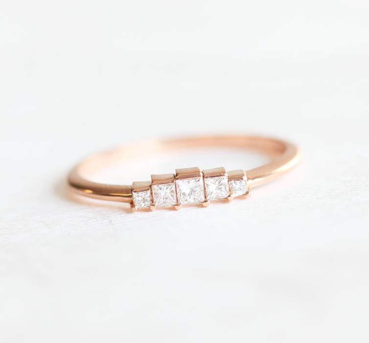 Art Deco Princess Cut White Diamond Ring