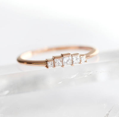 Art Deco Princess Cut White Diamond Ring