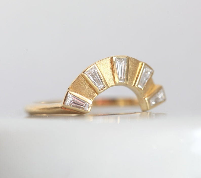 Art Deco Ring With Baguette Diamonds For Nesting