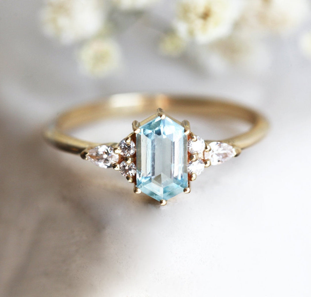 Ashley Hexagon Aquamarine Ring – Capucinne