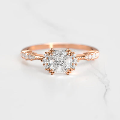 Asscher-cut moissanite cluster ring