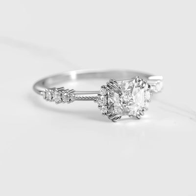 Asscher-cut moissanite cluster ring