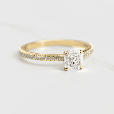 Asscher full pave tapered diamond cluster ring