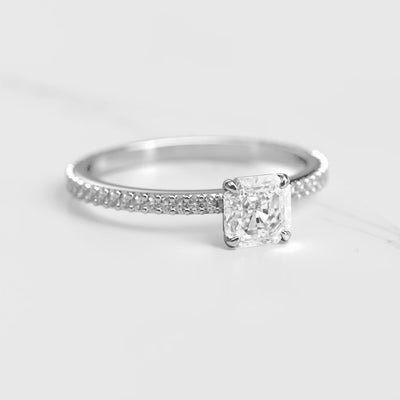 Asscher full pave tapered diamond cluster ring