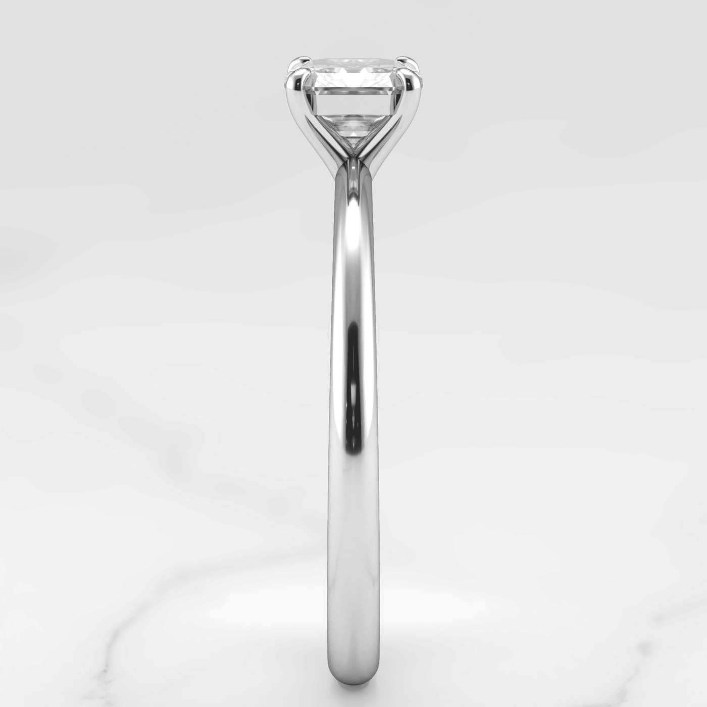 Asscher Cut White Lab Diamond Tapered Solitaire Ring