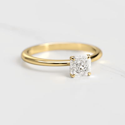 Asscher Cut White Lab Diamond Tapered Solitaire Ring