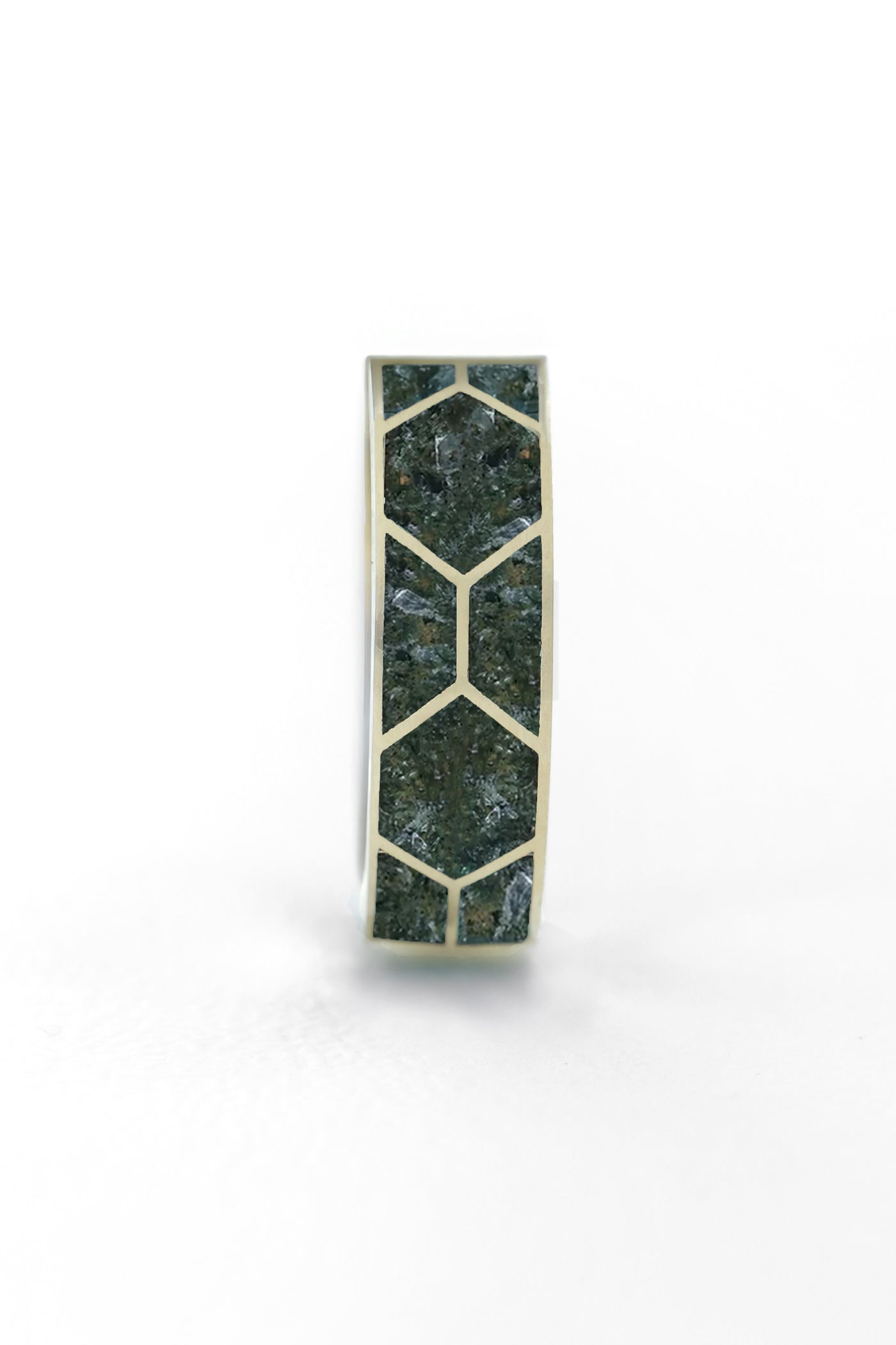 Atlas Mosaic Moss Agate Inlay Gold Band Rings