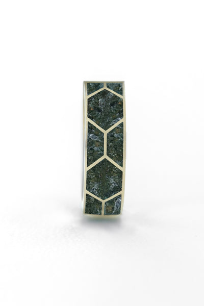 Atlas Mosaic Moss Agate Inlay Gold Band Rings