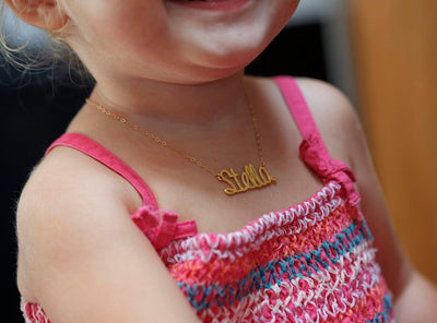 Personalized baby name gold necklace