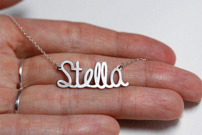 Personalized baby name gold necklace