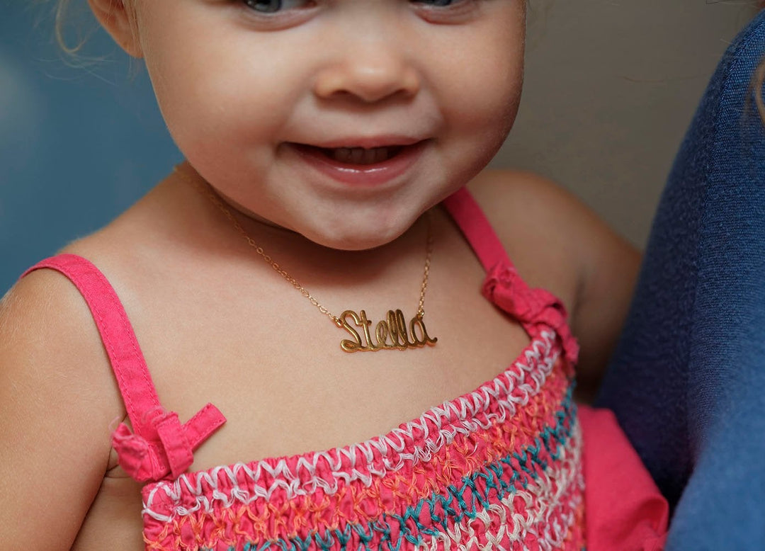Gold Chain Baby Boy Necklace With Name 24K Gold Baby Name Necklace