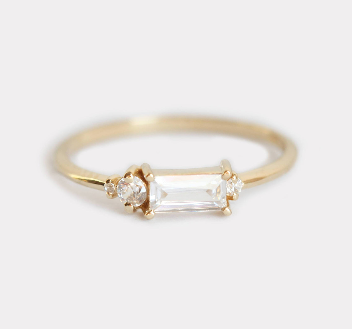 Baguette Diamond Ring, Baguette Engagement Ring-Capucinne