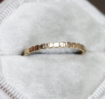 Beaded Gold Band, 14K Gold Ring-Capucinne