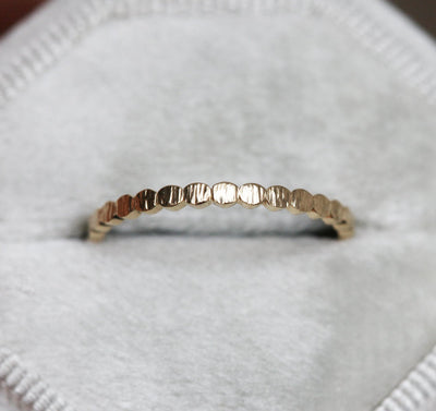 Beaded Gold Band, 14K Gold Ring-Capucinne