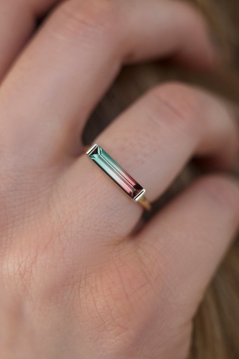 Tourmaline baguette ring top