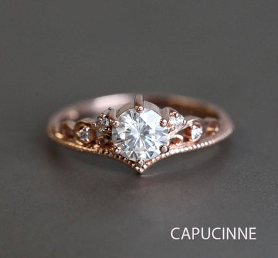 BELLA ROUND MOISSANITE & DIAMOND RING-Capucinne