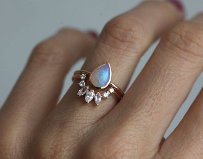 Simplistic Design Solitaire Pear Australian Opal Ring