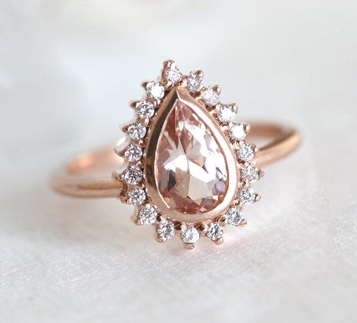 Rose Gold Pear Morganite Ring
