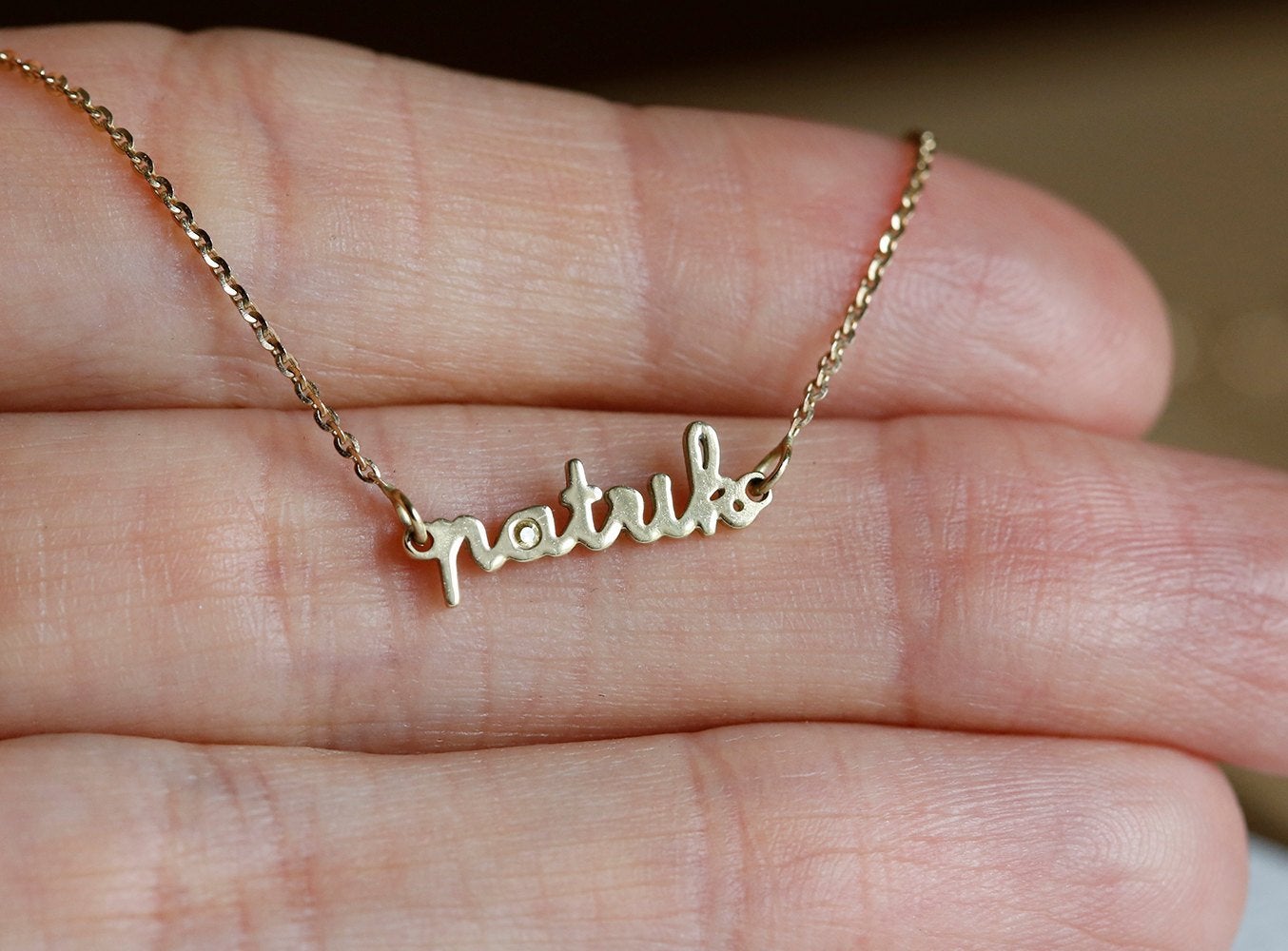 Birthstone gold name necklace