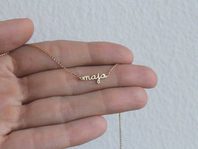 Birthstone gold name necklace
