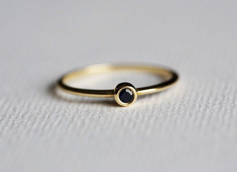 Round Black Diamond Solitaire Bezel Ring