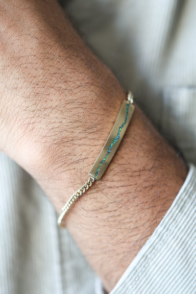 Men's Bar Bracelet with Opal Inlay