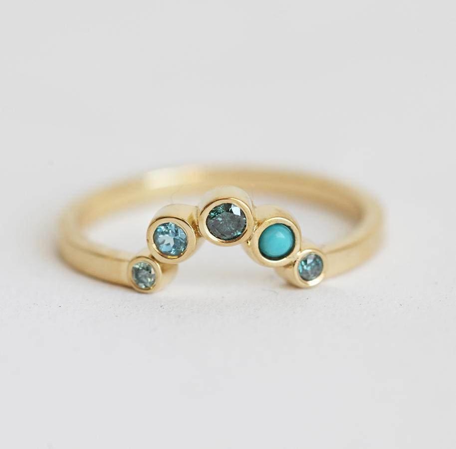 Blue Diamond Ring, Topaz Ring-Capucinne