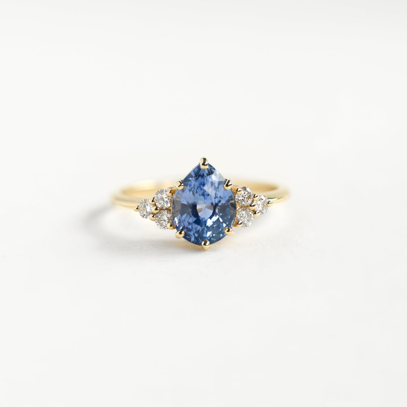 Blue pear sapphire engagement ring